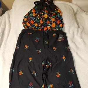 Halter open back wide leg jumpsuit